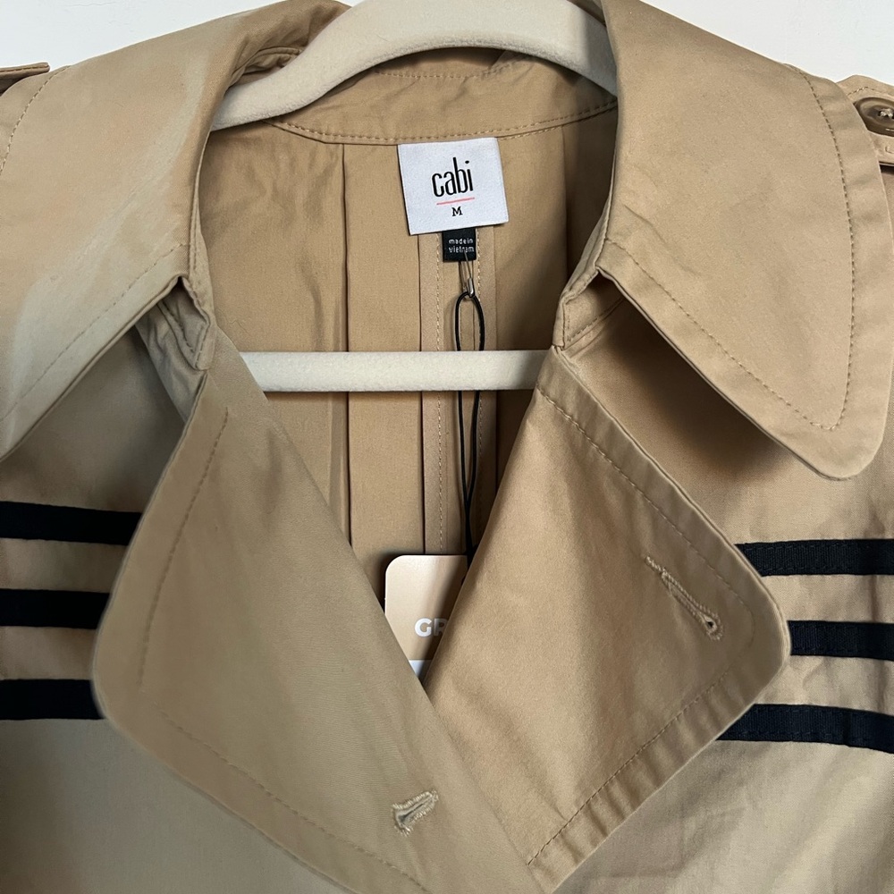 CAbi Beige Trench Coat with Black Stripes - Picture 2 of 5